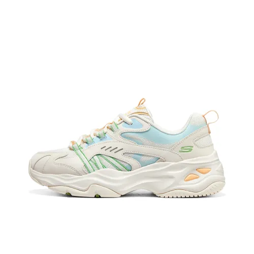 Skechers D'LITES 4,0 Low Топ Толстая подошва Кроссовки Женские Белые Синие Зеленые