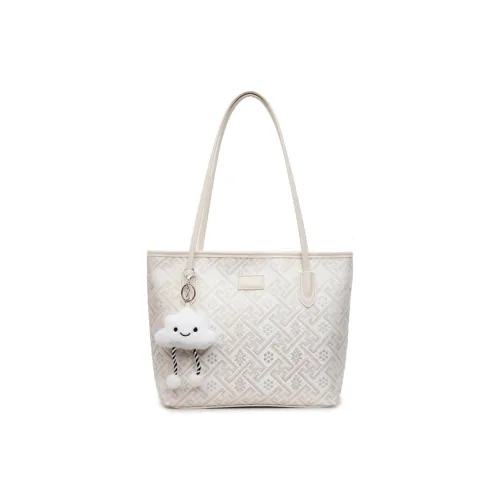 MingLu ПУ (полиуретан) Тоут Сумка Сумка для покупок Сумка через плечо Женская Экрю Черный Нежно-фиолетовый