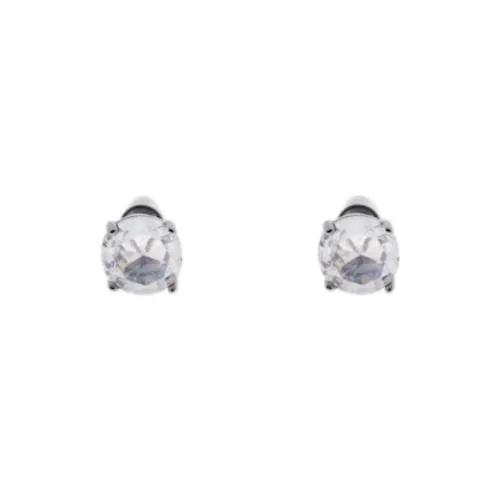 Balenciaga Rhinestone Brass Glass Stainless Steel Copper Glass Fiber Nylon Stud Earrings Women's Silver