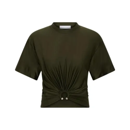 Paco Rabanne Рукав с оборванным плечом T-рубашка Женская Хаки
