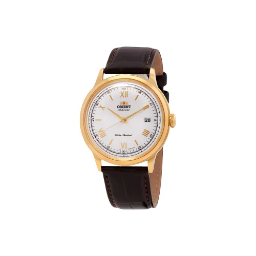 ORIENT Bambino Version 2 Collection Автоматический Механический Механизм Кожаный Ремешок Часы 40 мм Мужские Часы Белый Циферблат