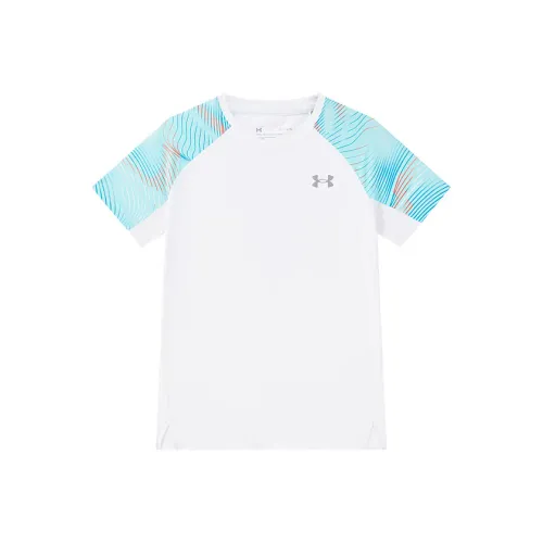 Under Armour RUNNING Collection T-Shirt SS25 Белый Светло-Синий Подростки