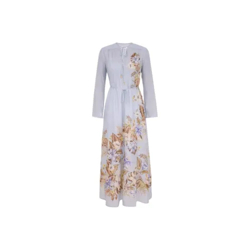 Zimmermann Фиолетовые Женские Длинные Платья с Рукавами