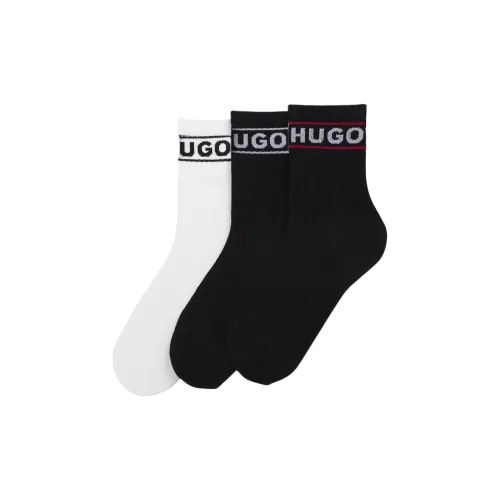HUGO BOSS 3 шт Черный + Черный + Белый Женские носки MID до икры