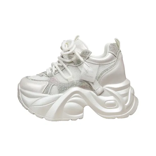 Forest Princess Дышащий Низкий Топ Кроссовки с Толстой Подошвой Женские Белые