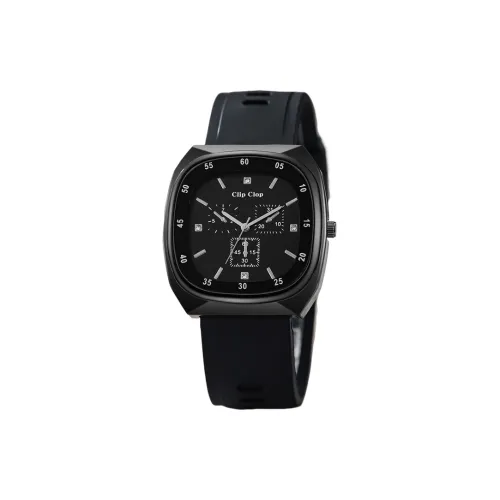 Clip Clop Кварцевый механизм резиновый ремешок женские часы черный циферблат