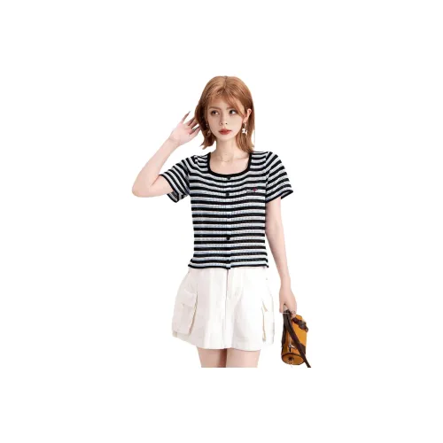 FAWENXIANGZI Синие и Черные Женские Футболки