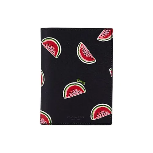 COACH Покрытый холст Держатель для паспорта Мини Унисекс Морской синий и Красный