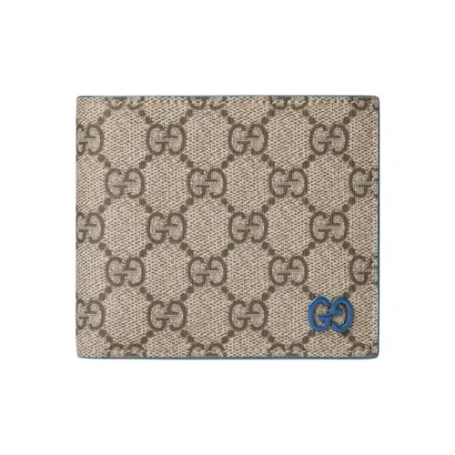 GUCCI GG Supreme Кожа Кошелек Мужской Бежевый и Темно-коричневый