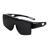 Ярко-черная оправа с серыми линзами