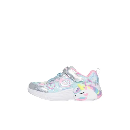Skechers Kids S Lights Детская повседневная обувь Низкий топ Серебристо-синий Для дошкольников
