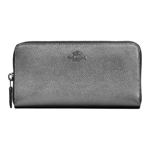 COACH Accordion Zip Песочный Кожа Кошелек Маленький Женский Графитовый