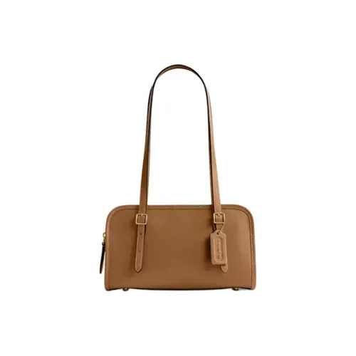 COACH Swing Zip Кожа Плечевая Сумка Средняя Женская Медовый Коричневый