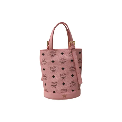 MCM Aren Visetos Кожа Сумка-ведро Сумка через плечо Мини Женская Розовая