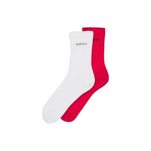 HUGO BOSS 2 шт Белый+Красный Женские Носки MID до икры