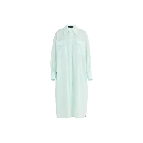 AUM Светло-зеленый Женские Длинные Платья с Рукавами