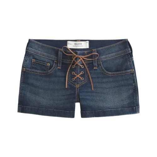 Hollister Темно-синие женские джинсовые шорты