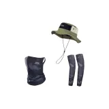Армейский зеленый комплект 2 (Шапки и кепки + Камуфляж темно-серый + Охлаждающие рукава)