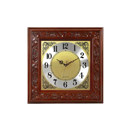 HENSE Кварцевый механизм Деревянная настенная часы Унисекс Золотой циферблат HW820