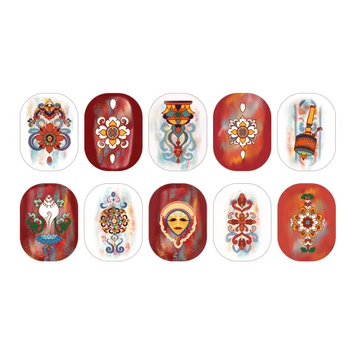 SHITIAN Mystic Realm OF Charm False Nail Short Square Multicolor Solid Color Chinese Style SHITIAN Мистическое царство OF Украшение False Nail Короткий Квадрат Многоцветный Однотонный Китайский стиль