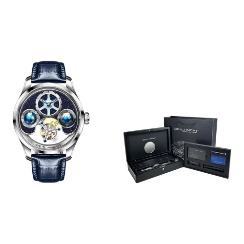 IDEAL KNIGHT Tourbillon Механический механизм натуральная кожа ремень часы мужские синий циферблат