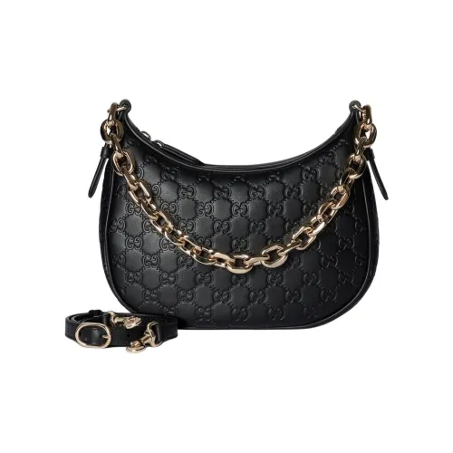 GUCCI GG Emblem Кожа Сумка Сумка через плечо Средняя Женская Черная