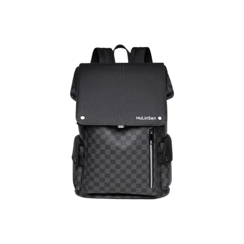 Mulinsen ПВХ Рюкзак Ноутбук Сумка Стандартная Унисекс Квадрат Клетка Черный Ткань Вязаная Черный