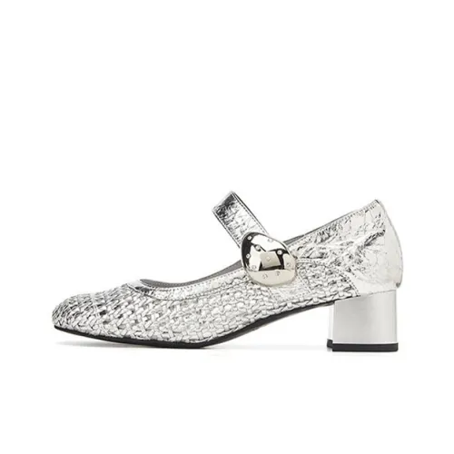 ST SAT Грубый каблук Туфли Мэри Джейн 4CM Женские