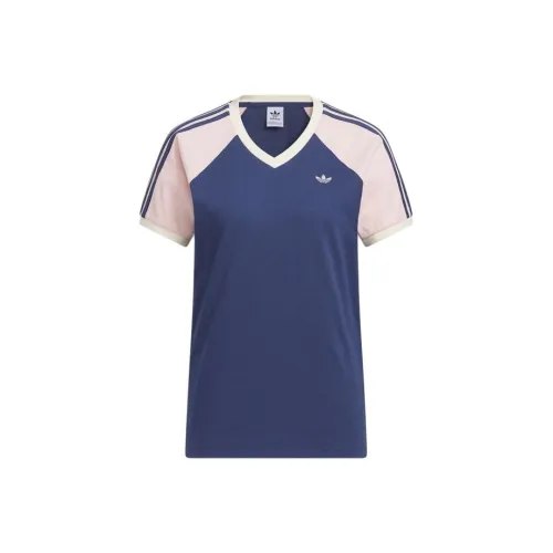 Adidas Originals Clover Series Рукав реглан T-рубашка Женская Темный индиго Светло-розовый