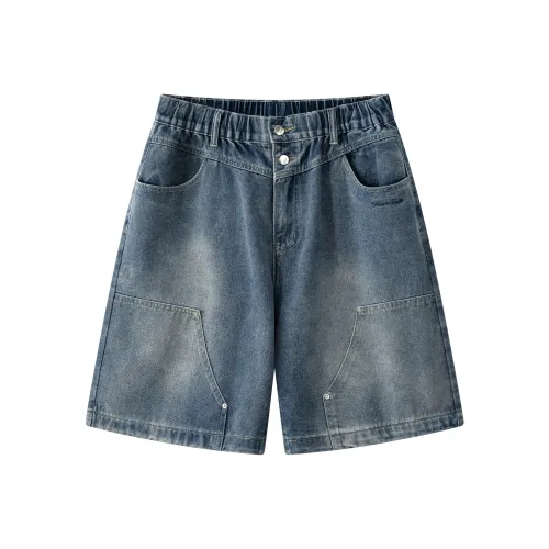 VEIDOORN Джинсовые шорты Унисекс Выстиранный синий