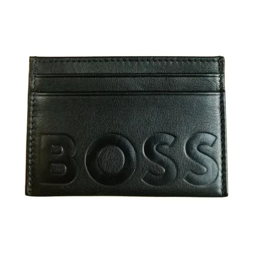 Hugo Boss Однотонный Кожа Держатель для Карт Мужской Черный