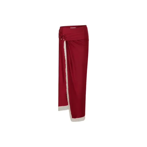 Paco Rabanne KNIT Длинная Юбка Женская Красная