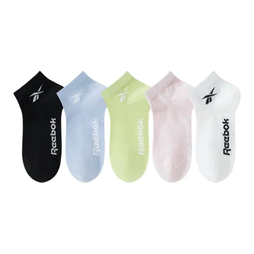 reebok [5 пар] Белый+Розовый+Зеленый+Синий+Черный Женские No Show Носки