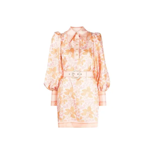 Zimmermann Розовый Женские Длинные Платья с Рукавами