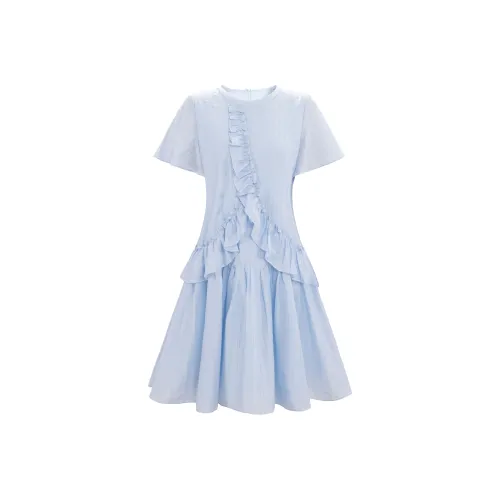 UNIFREE Короткий рукав платье женское светло-синее