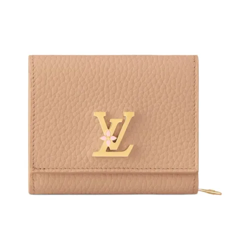 LOUIS VUITTON Capucines Taurillon Кожа Монета Кошелек Маленький Женский Песочный