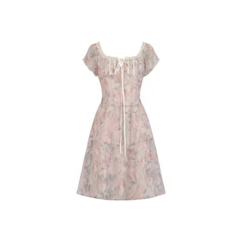 UNIFREE Короткий рукав Платье Женское Розовое