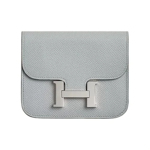 HERMES Constance Slim Epsom Телячья кожа Кошелек Женские 8U BLEU Ледниково-голубой
