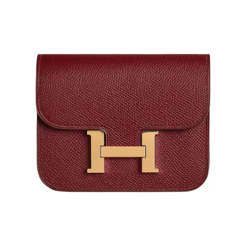 HERMES Constance Slim Epsom Телячья кожа Кошелек Женские 55 Руж H HERMES Красный