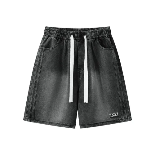 VEIDOORN Джинсовые шорты Унисекс Выстиранный Черный