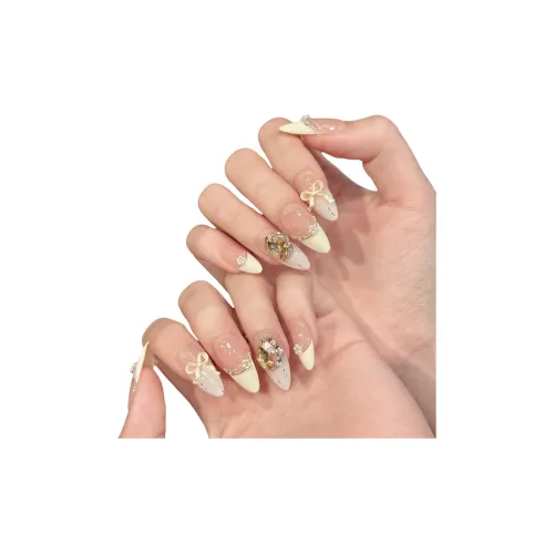 XIAMEIYU Лето Кремовый Французский False Nail Миндаль Заварной Jump Цвет Coquette