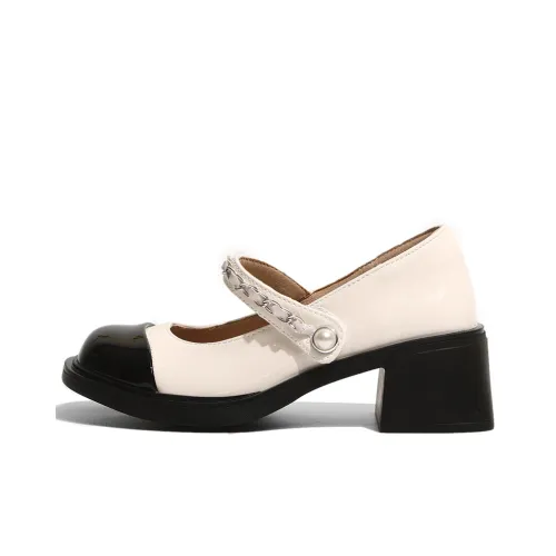 Medd Грубый каблук Туфли Мэри Джейн 5,5 см Женские Белые