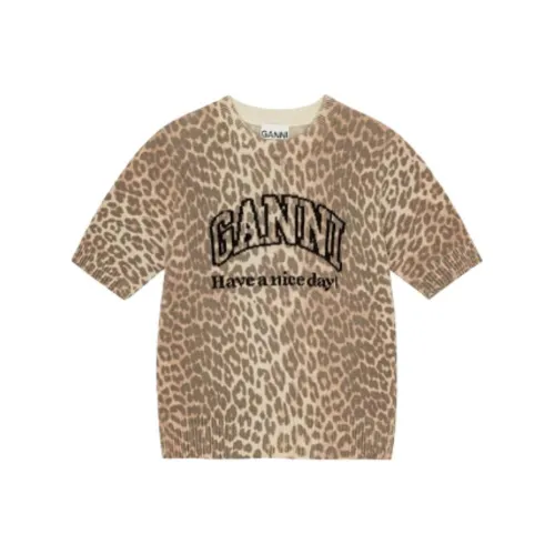 GANNI Коричневые Женские Футболки