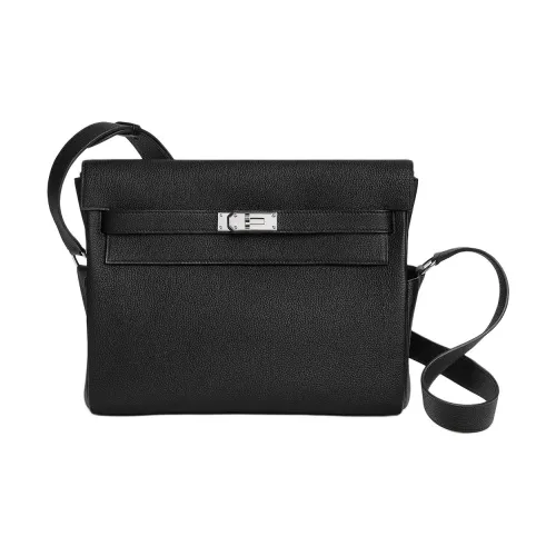 HERMES Kelly Телячья кожа Сумка через плечо Сумка на плечо Большая Женская 89 Черная