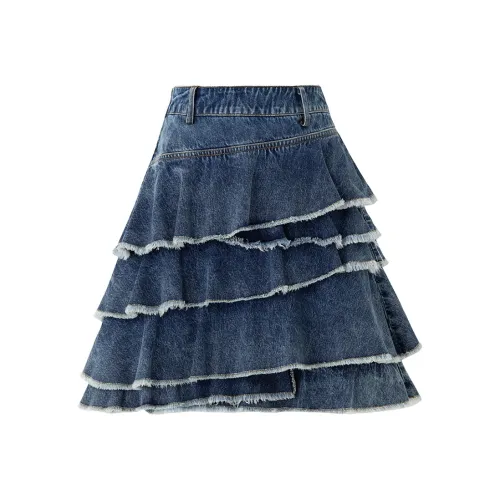 SOON FLOWER Джинсовые короткие юбки Женские Blue