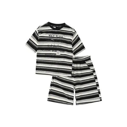 Mami Macca Повседневная спортивная одежда SS25 2 предмета комплект черно-белые полосы для детей 3-7 лет