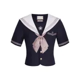 Индиго Белый с короткими рукавами (включает галстук-бабочку и аксессуары)