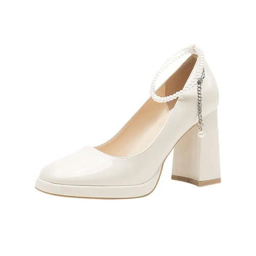 BIGTREE Грубый каблук Высокие каблуки Женские Экрю