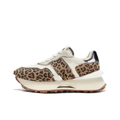 HR Высота Увеличивающая Низкий Топ Casual Женский Бежевый Леопардовый Принт