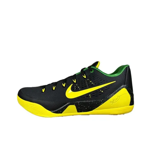 Nike Kobe 9 Slip Resistant Abrasion Resistant Низкие Баскетбольные Кроссовки Унисекс Черный Желтый